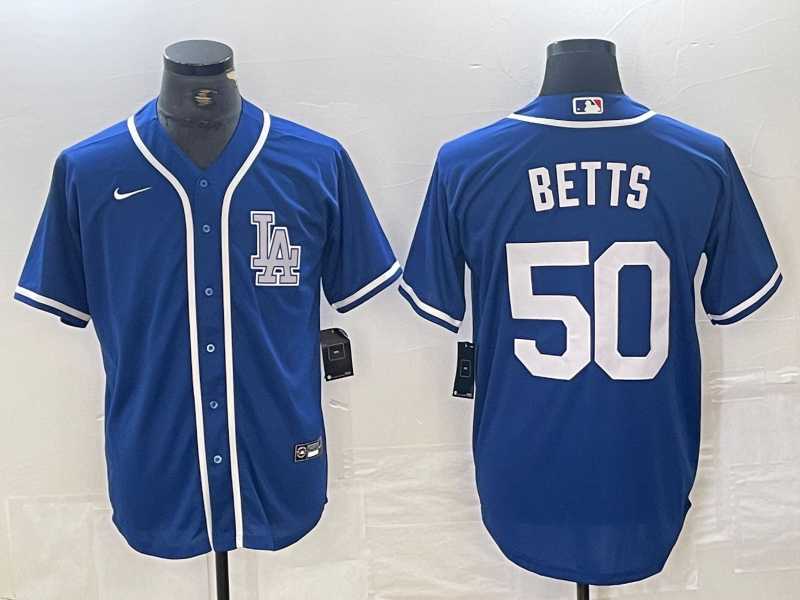 Men%27s Los Angeles Dodgers #50 Mookie Betts Blue Cool Base Stitched Baseball Jersey->los angeles dodgers->MLB Jersey